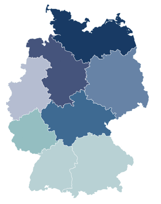 Deutschlandkarte Kompetenzzentrum mediserv Bank